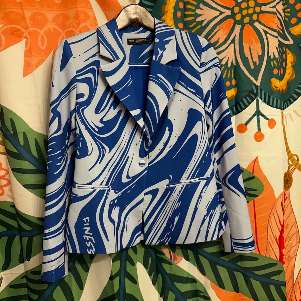 finesse - blue swirl blazer - M